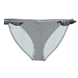 Aerie Bikini Bottoms Black‎ White Stripe Ruffle Gingham Size M